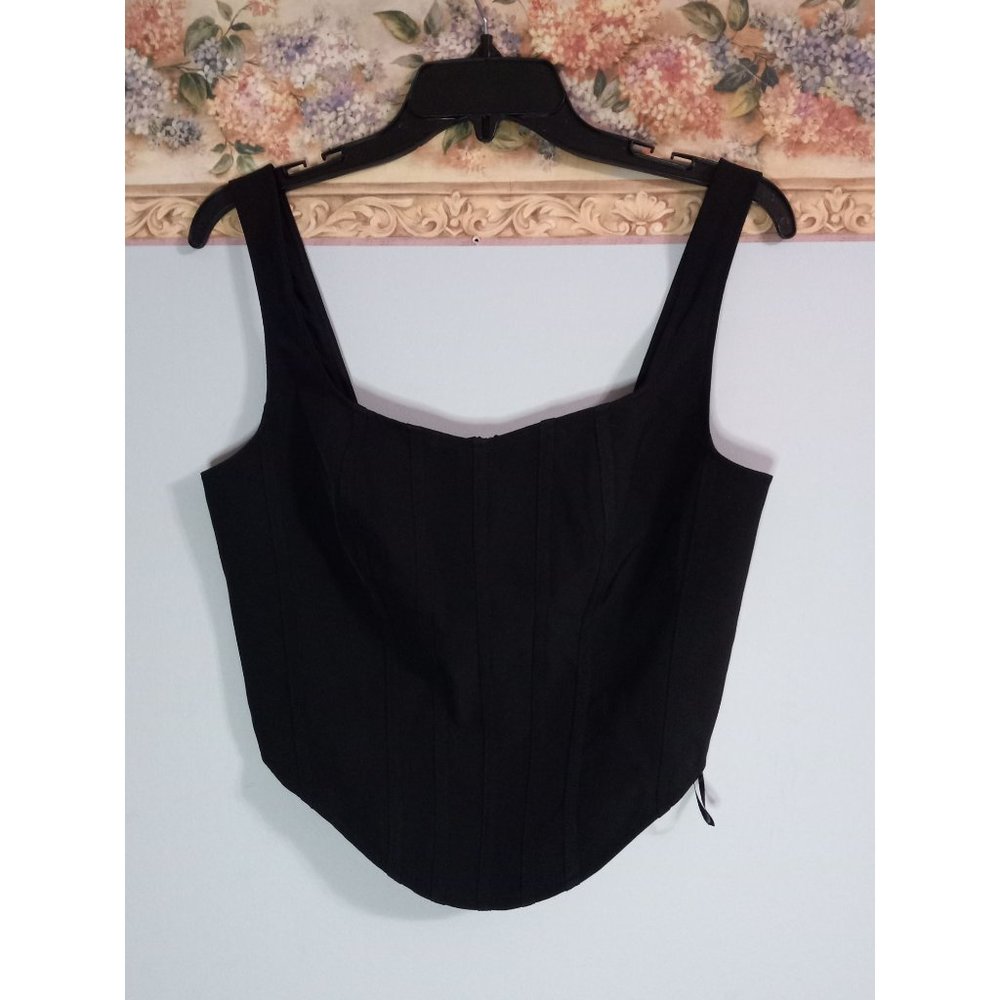 Sincerely Jules Medium Black Clubbing Going Out Crop Lined Stretch Tank Top